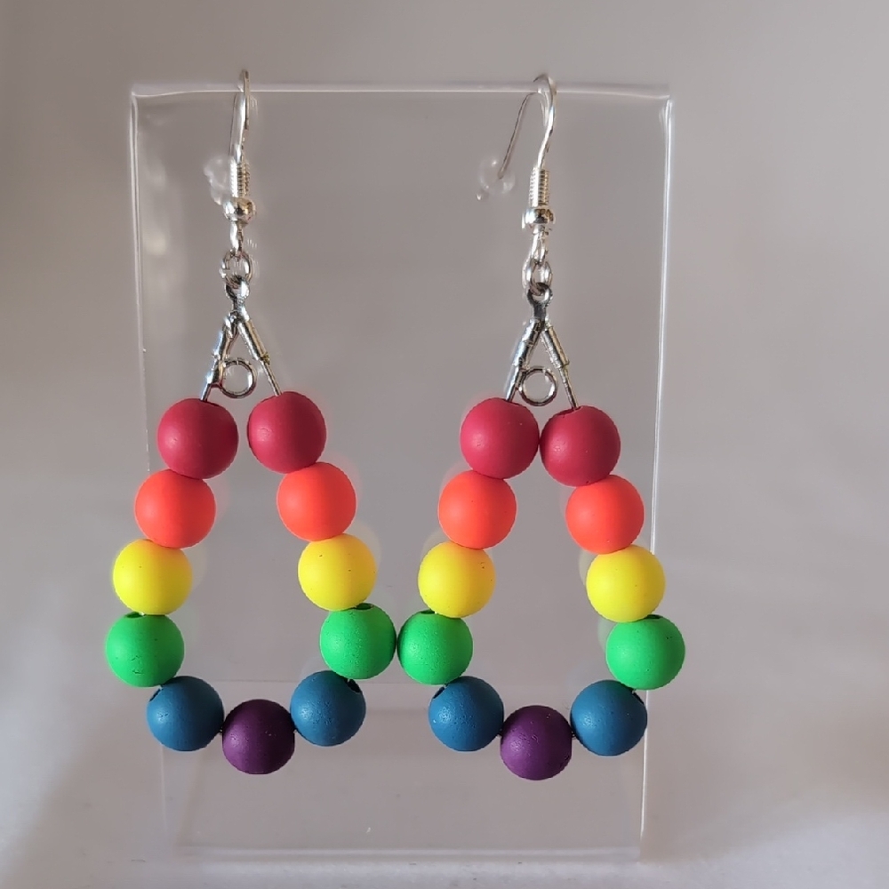 Rainbow Beaded Teardrop Earrings